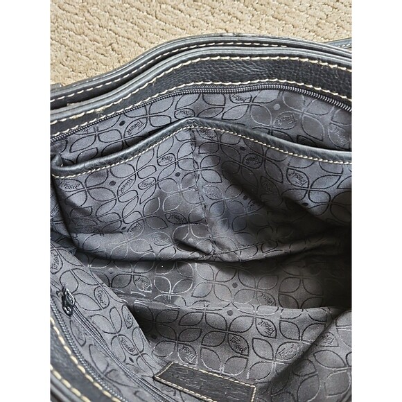 Fossil Black Pebbled Leather Shoulder Bag Satchel And Wallet EUC - Picture 12 of 16
